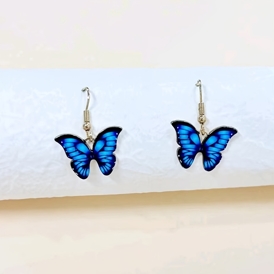 Vintage Butterfly Drop Earrings Alloy Iron Posts Women's